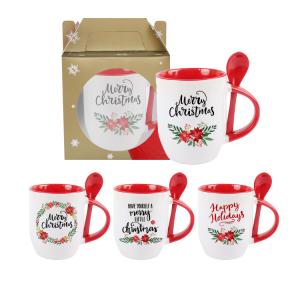 Christmas ceramic mug with spoon