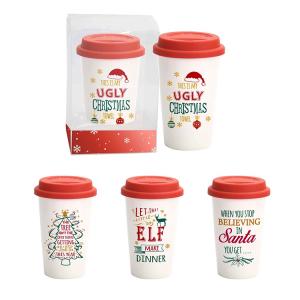Christmas mugs with silicone lid